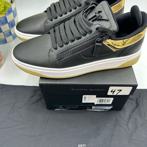Men's Giuseppe Zanotti double zip low top leather sneakers size 43 made in Italy - Picture 10 of 12